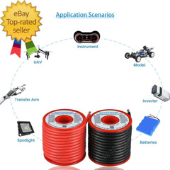 12 Gauge Silicone Wire Spool Red and Black Each 25Ft Flexible 12 AWG Stranded