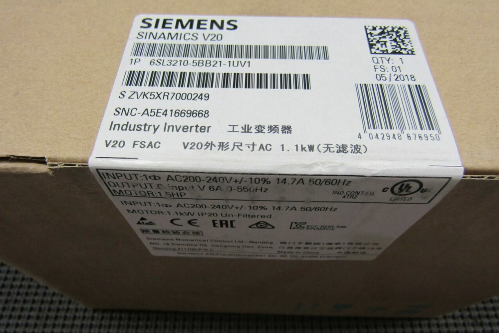 1x for Siemens 6SL3210-5BB21-1UV1 Industry Inverter Sinamics V20@yay
