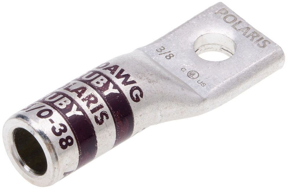 Polaris AL3/0-38, 3/0 AWG, 3/8″ Stud, Aluminum, 1-Hole, Compression Lug, 1 pc