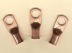 10 Big Bare Battery COPPER Ring Lug Terminal Connector #2 Wire Gauge 3/8″ Stud