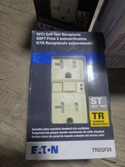 2 Eaton TRSGF20FV GFCI Receptacle, 20A, Res/Comm, Flush, 125 V, Ivory And 1 15A
