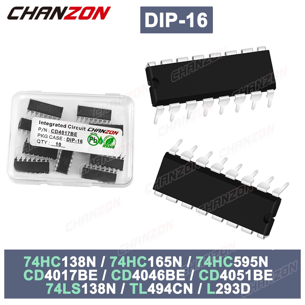 DIP16 CD4017 CD4046 SN74HC165 L293 TL494 74HC 74HC165 74HC138 74HC595N IC 10PCS