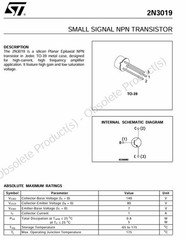20 Pieces 2N3019 NPN Transistor by ST Micro TO-39 80V 1A Genuine New NOS