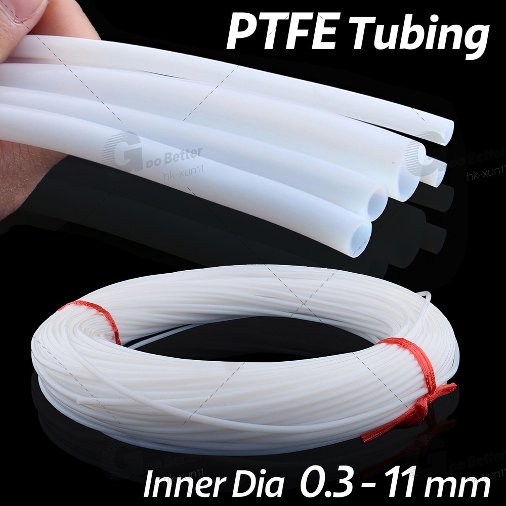 3D Printer PTFE Tube for Filament Extruders 0.3-11mm ID 0.6-14mm OD PTFE Tubing