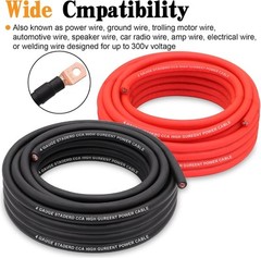 4 Gauge Wire Copper Clad Aluminum CCA 50FT Black/Red with 4ga W/ fuse block