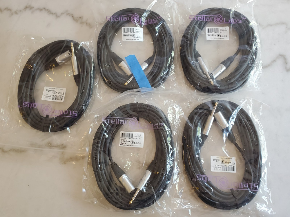 Microphone Cables STELLAR LABS model 24-16215 1/4 TRS male connector XLR Female