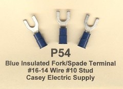 100 BLUE Insulated FORK Spade Terminal Connector #16-14 Wire AWG #10 Stud MOLEX