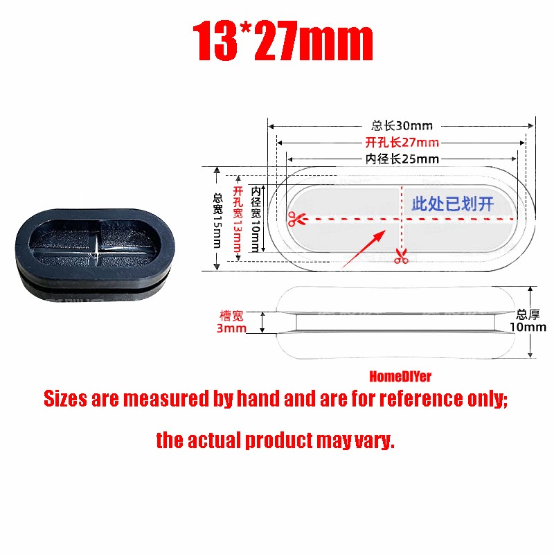 Black Oval Rubber Grommets Open Gromet Cable Wiring Protect Plugs Seals Bushes