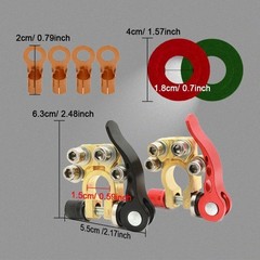 2PCS Car Battery Terminal Connectors, 4 Way Positive and Negative Pole Quick Rel