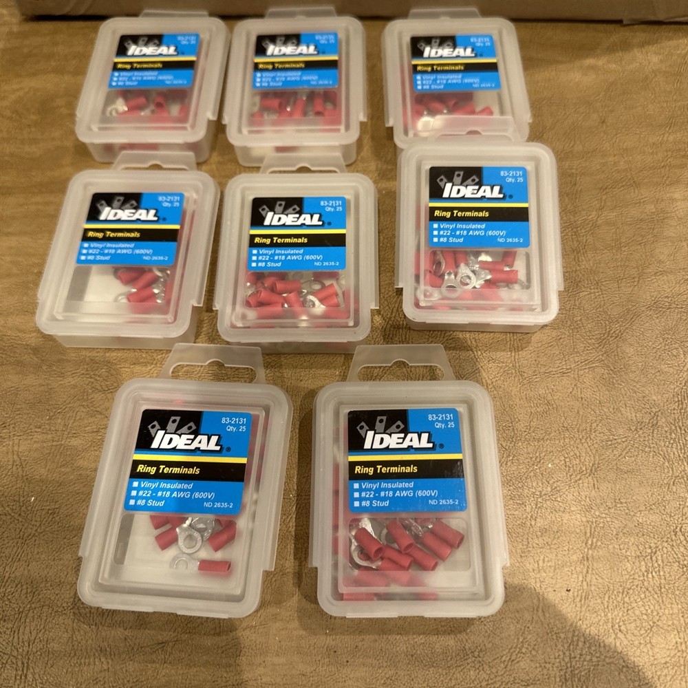 IDEAL 83-2131 Ring Terminals Vinyl Insulated #22- #18 AWG, Lot of 8. P16