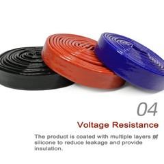 Silicone / Fibreglass Fire Sleeving Protective Heat Shield Sleeve Black/Red/Blue