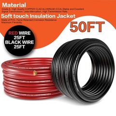4 Gauge 25ft Red Black CCA Wire Kit with Lugs Heat Shrink for Car RV Amp Wiring