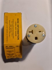 HUBBELL FEMALE PLUG HBL546C, NEMA 6-20R, 20A, 250VAC/DC, 3W, STR BLADE, GRD, NIB