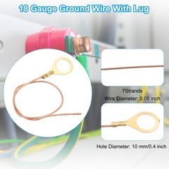 8 Inch Bare Copper Wire-Copper Grounding Lugs, 30 Pcs Copper Cables with Lug