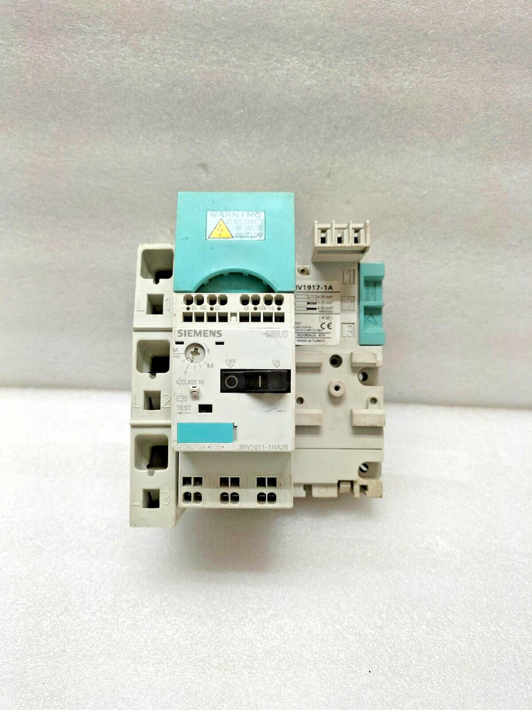 SIEMENS 3RV1011-HA25 CIRCUIT BREAKER + 3RV1917-1A 3-PHASE BUSBAR WITH FEEDER LEF