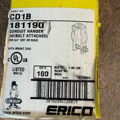 Caddy CD1B Box of 137 Conduit Hanger w/ Bolt Attached For 3/4″ EMT or Rigid