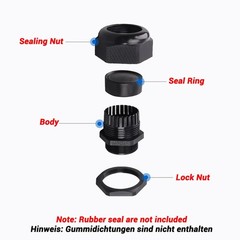 IP68 WHITE BLACK NYLON CABLE GLAND NUT SPIRAL TAIL PG7/9/11/13.5/16/19/21/24-63