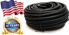 100 Ft 1/4″ Split Wire Loom Conduit Polyethylene Tubing Black Sleeve Tube