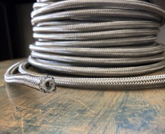 Steel Metal Covered Cord – Round 3wire Metal Braided Cable, Mesh Jack – Per Foot