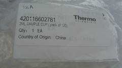 1BAG Thermo Scientific 2ML Polypropylene test cup 120 count PN: 420116602781
