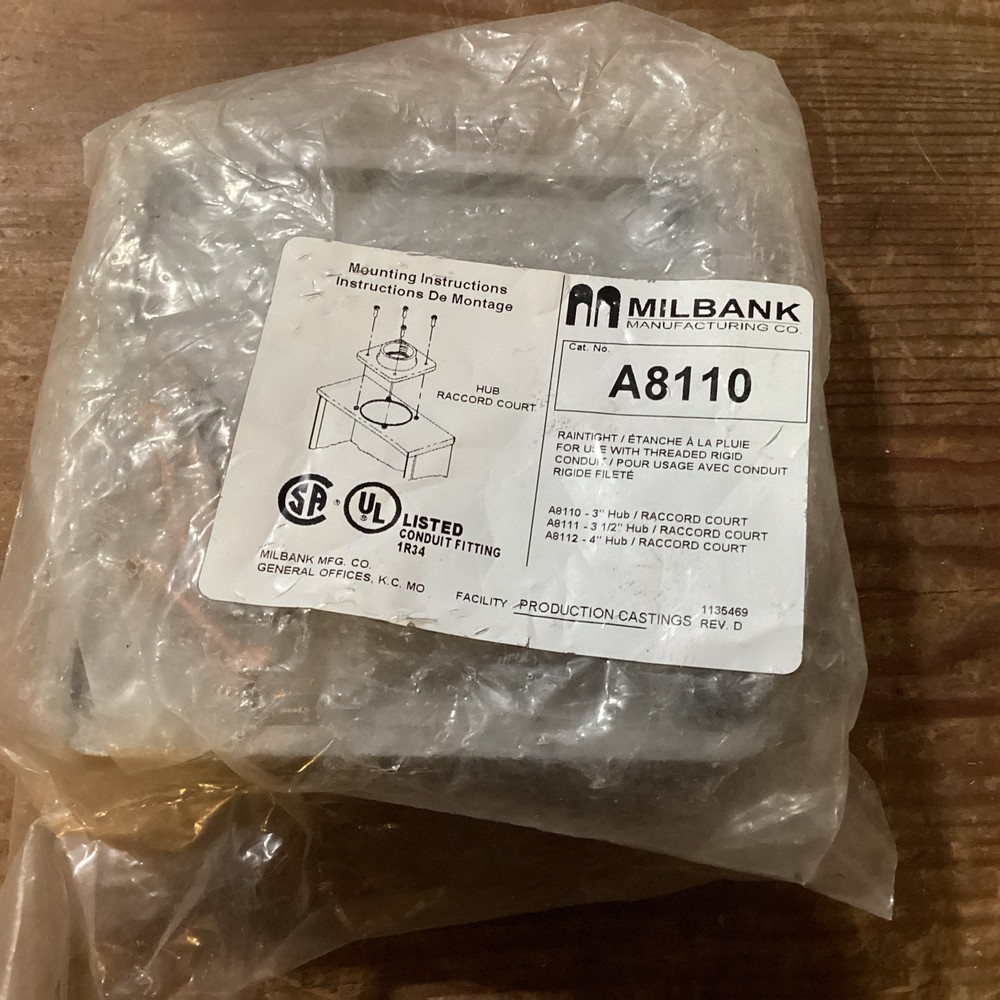 MILBANK A8110 3″ METER SOCKET HUB ALUMINUM TYPE R USA MADE
