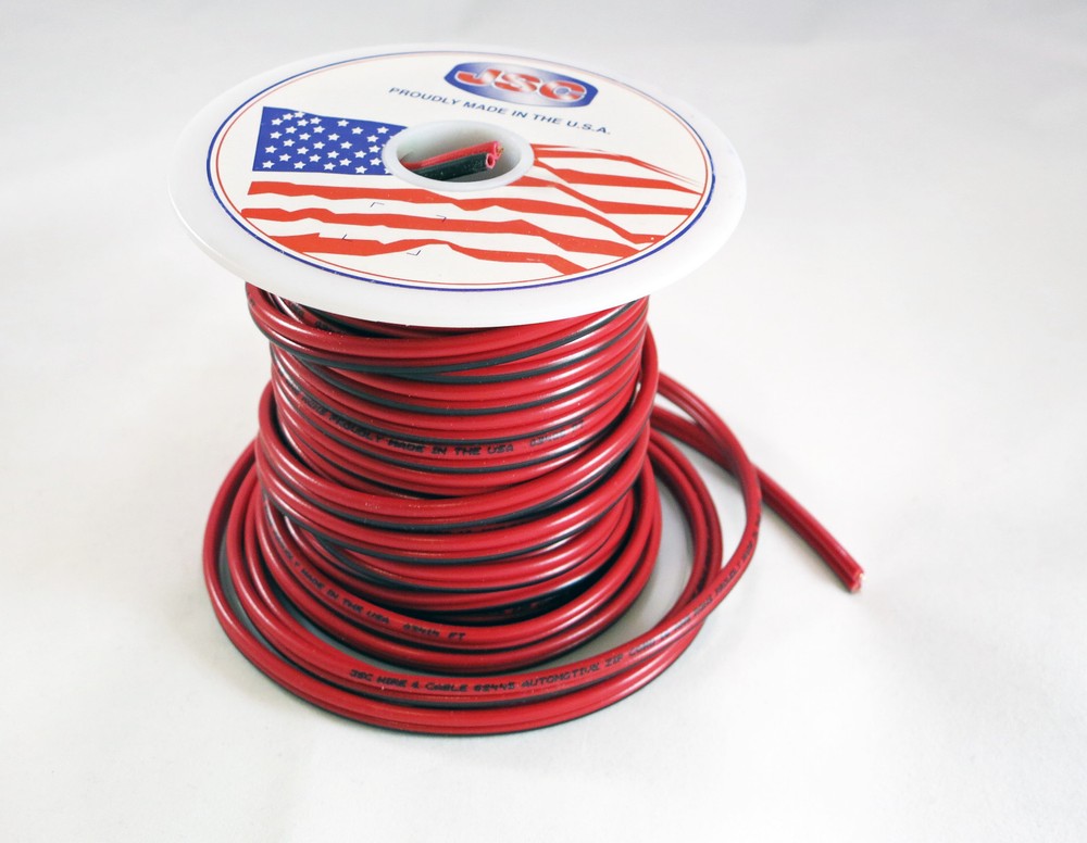 50′ Stranded Copper JSC Red/Black Zip Wire 18 AWG Cable Cord Power Gauge GA