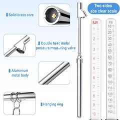 Heavy Duty Dual Head Pencil Tire Pressure Gauge for Truck Clor: SILVER 1 Pack