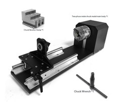 Laser Engraving Fixture with 360-Degree Rotating Spindle Chuck TailstockPlatform
