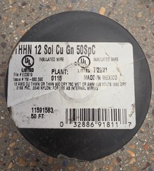 12 AWG Gauge Solid THHN Wire GREEN 50 ft 0.119″ 600 Volts Building Wire