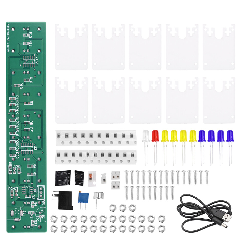 DIY LED Music Spectrum Electronic Kit Crystal Column Audio Display LM339 LM358