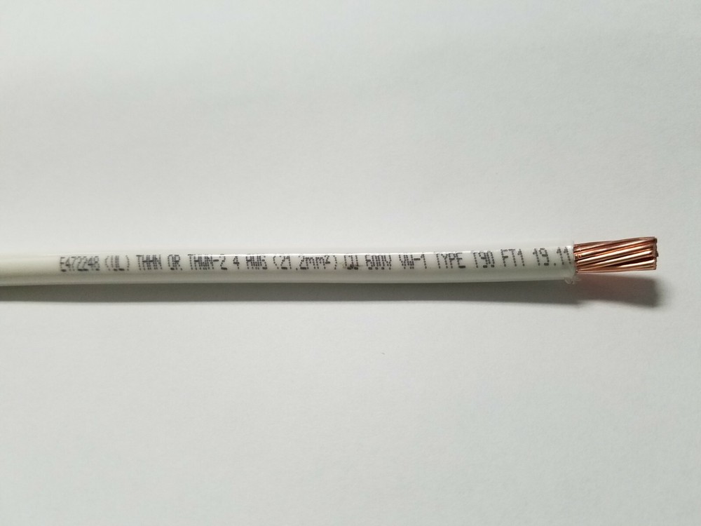 50′ EA THHN THWN 4 AWG GAUGE WHITE