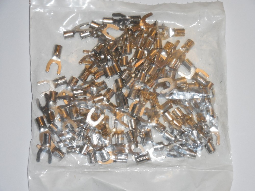 NEW LAWSON SPADE TERMINAL 12-10 AWG , NON INSULATED/HI TEMP #10 STUD ,100-PACK
