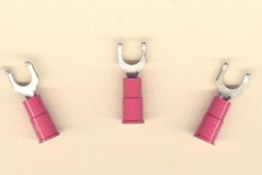100 Red Insulated FLANGED Fork Spade Terminal Connector 22-18 Wire AWG #10 MOLEX