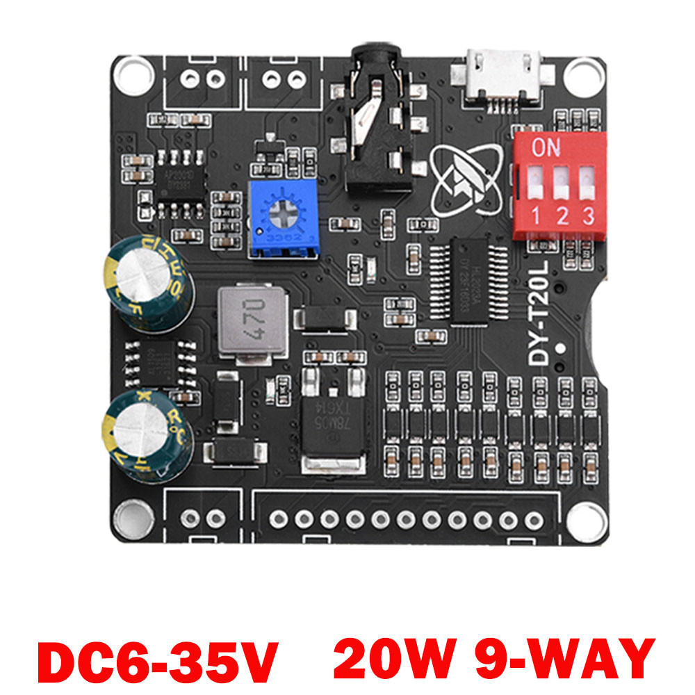 1X 20W 9-way MP3 Player Voice Playback Module DC6-35V D-class Custom Audio Board