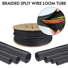 Self Wrap Split Braided Wire Loom Cable Sleeve Tubing Cord Management Lot