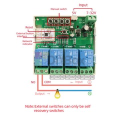 DC7-32V/AC85-250V 1/2/4CH Smart WiFi Bluetooth Wireless Relay Switch Module 2.4G