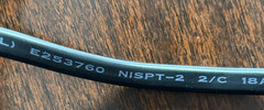 NISPT-2, VW-1, 2X 18AWG, 300V 6ft Power Cable, 2 Prong E253760 NEW