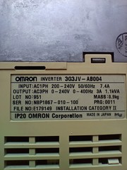 one Omron 3G3JV-AB004 0.55KW，200V Inverter