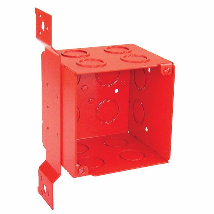 Box of 10 4″ Square 3.5″ Extra Deep Junction Box Red Vertical Bracket 52181-FRED