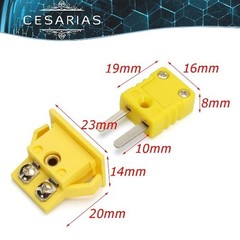 K-Type Panel Mount Thermocouple Mini Plug Connector, Male and Size: Pack of 1