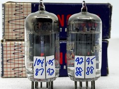 (2) Tung-Sol JTL-5687 Mil Spec Vacuum Tubes Black Plates O Getters Test Strong