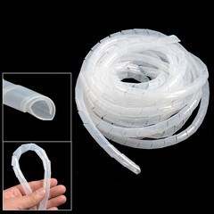 White 12mm Outside Dia 7M Polyethylene Spiral Cable Wire Wrap Tube