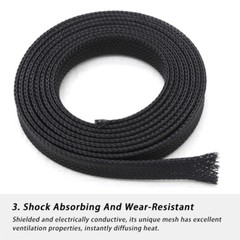 1-100mm Black TIGHT Braided PET Expandable Sleeving Cable Wire Sheath Mesh Tube
