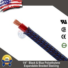 100 FT 1/4″ Blue & Black Expandable Wire Sleeving Sheathing Braided Loom Tubing