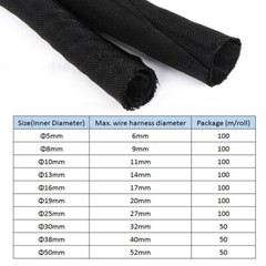 Expandable Braided Cable Sleeving Self Closing Insulated Pipe Wire Wrap Protect