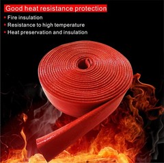 Automotive Heat Shield Fire Sleeve 3/4 Inch Silicone Coated Fiberglass 5FT Red