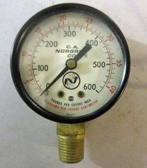 C.A. Norgren 0-600 PSI Pressure Gauge, Model 18-013-035, New