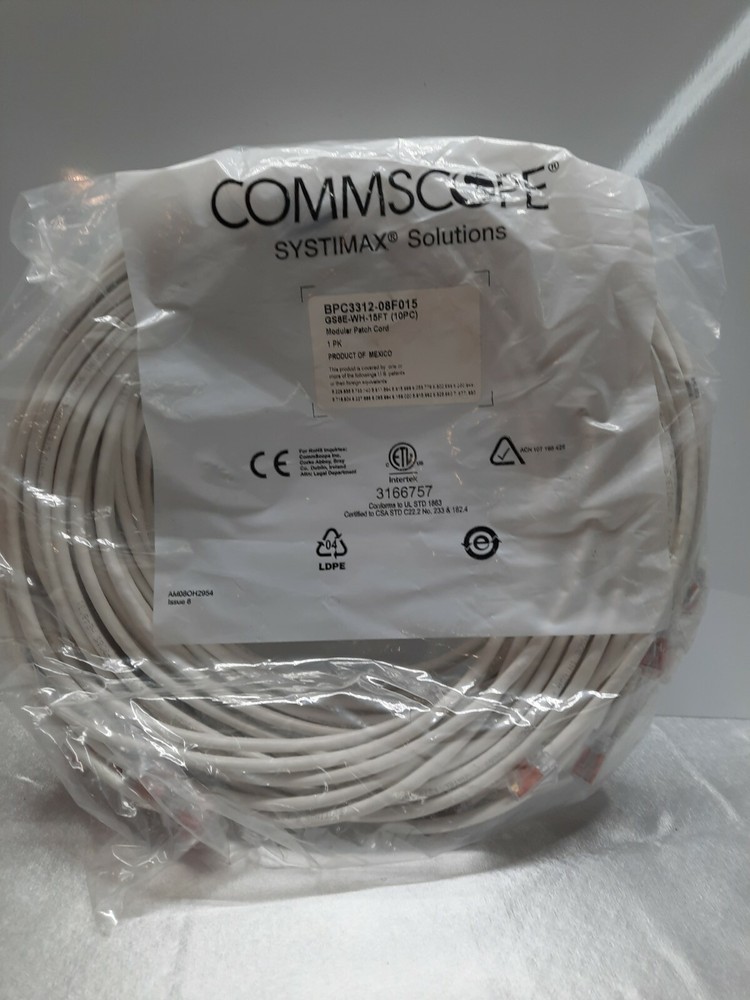 Bag of 10 Commscope Systimax Modular Patch Cords BPC3312-08F015 each 15FT Long