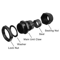 20 Pcs M12 IP68 Nylon Cable Gland Joint Adjustable for 3mm-6mm Dia Cable Wire