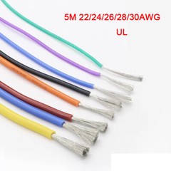 5M 22/24/26/28/30AWG UL Flexible Silicone Wire Super Soft RC Cable Line 200℃ New